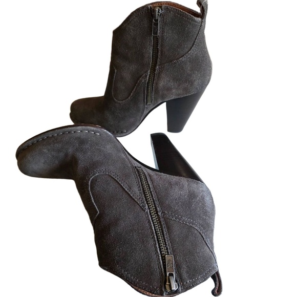 FRYE Madeline Short Boot Womens 7.5 Gray Stacked Block Heel Suede Upper Rustic - Picture 6 of 12